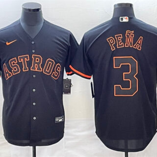 Men's Houston Astros #3 Jeremy Peña Black Cool Base Stitched Jersey