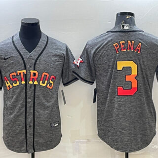 Men's Houston Astros #3 Jeremy Peña Grey Cool Base Stitched Baseball Jersey