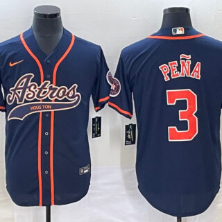 Men's Houston Astros #3 Jeremy Peña Navy Cool Base Stitched Baseball Jersey