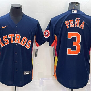 Men's Houston Astros #3 Jeremy Peña Navy With Patch Cool Base Stitched Jersey