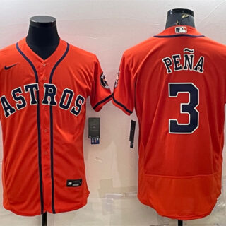 Men's Houston Astros #3 Jeremy Peña Orange Flex Base Stitched Baseball Jersey