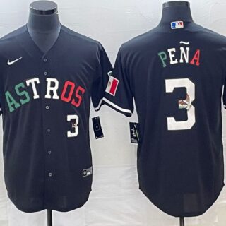 Men's Houston Astros #3 Jeremy Pena Number Mexico Black Cool Base Stitched Baseball Jersey