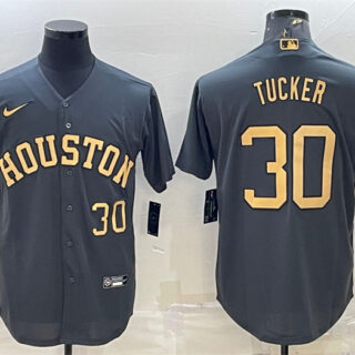 Men's Houston Astros #30 Kyle Tucker 2022 All-Star Charcoal Cool Base Stitched Baseball Jersey