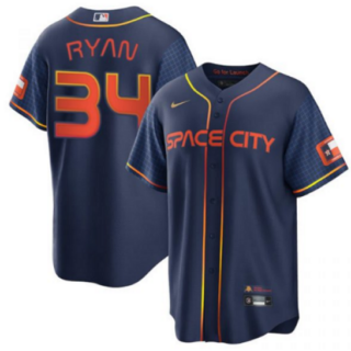 Men's Houston Astros #34 Nolan Ryan 2022 Navy City Connect Cool Base Stitched Jersey