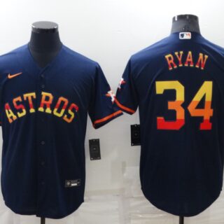 Men's Houston Astros #34 Nolan Ryan 2022 Navy Cool Base Stitched Jersey