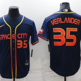 Men's Houston Astros #35 Justin Verlander 2022 Navy City Connect Cool Base Stitched Jersey