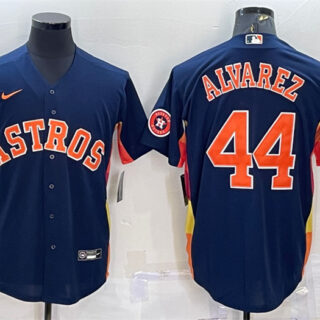 Men's Houston Astros #44 Yordan Alvarez Navy With Patch Cool Base Stitched Jersey