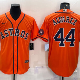Men's Houston Astros #44 Yordan Alvarez Orange With Patch Cool Base Stitched Jersey