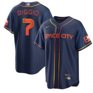Men's Houston Astros #7 Craig Biggio 2022 Navy City Connect Cool Base Stitched Jersey