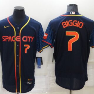 Men's Houston Astros #7 Craig Biggio 2022 Navy City Connect Flex Base Stitched Baseball Jersey