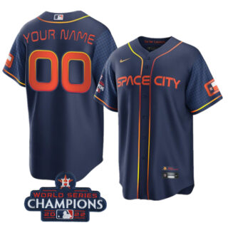 Men's Houston Astros Active Player Custom Navy 2022 World Series Champions City Connect Cool Base Stitched Baseball Jersey