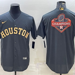 Men's Houston Astros All-Star Charcoal 2022 World Series Champions Team Big Logo Cool Base Stitched Jersey