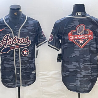 Men's Houston Astros Blank Gray Camo With Patch Cool Base Stitched Baseball Jersey