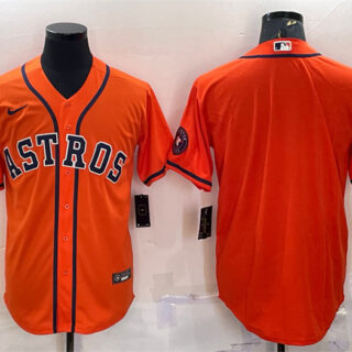 Men's Houston Astros Blank Orange With Patch Cool Base Stitched Jersey