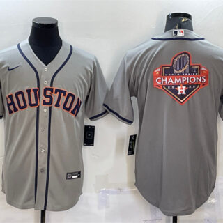 Men's Houston Astros Grey 2022 World Series Champions Team Big Logo Cool Base Stitched Jersey