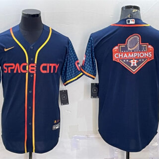 Men's Houston Astros Navy 2022 World Series Champions Team Big Logo City Connect Cool Base Stitched Jersey