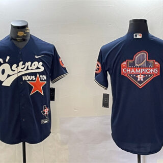 Men's Houston Astros Navy Team Big Logo Cactus Jack Style Vapor Premier Limited Stitched Baseball Jerseys