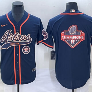 Men's Houston Astros Navy Team Big Logo With Patch Cool Base Stitched Baseball Jersey 2