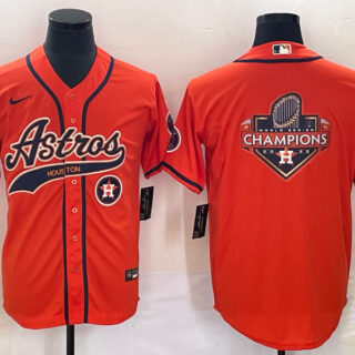 Men's Houston Astros Orange Team Big Logo With Patch Cool Base Stitched Baseball Jersey 3