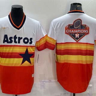 Men's Houston Astros Orange White 2022 World Series Champions Team Big Logo Cool Base Stitched Jersey