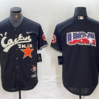 Men's Houston Astros Team Big Logo Black Cactus Jack Vapor Premier Limited Stitched Baseball Jersey