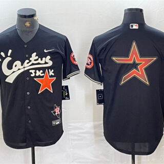 Men's Houston Astros Team Big Logo Black Cactus Jack Vapor Premier Limited Stitched Baseball Jersey1