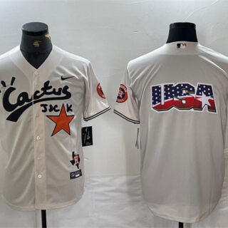 Men's Houston Astros Team Big Logo Cream Cactus Jack Vapor Premier Limited Stitched Baseball Jersey