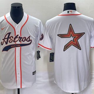 Men's Houston Astros White Team Big Logo Cool Base Stitched Baseball Jersey