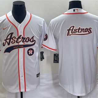 Men's Houston Astros White Team Big Logo With Patch Cool Base Stitched Baseball Jerseys