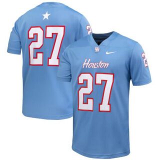 Men's Houston Cougars #27 Light Blue Stitched Football Jersey