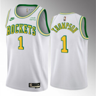 Men's Houston Rockets #1 Amen Thompson White 2023 Draft Classic Edition Stitched Basketball Jersey