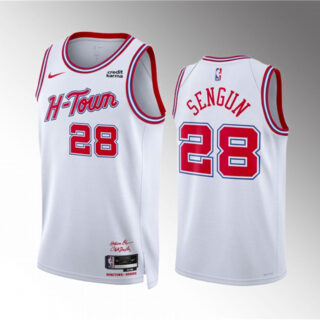 Men's Houston Rockets #28 Alperen Sengun White 2023 24 City Edition Stitched Jersey