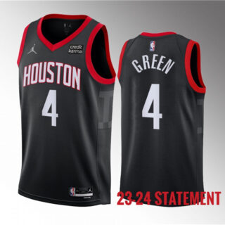 Men's Houston Rockets #4 Jalen Green Black 2023 Statement Edition Stitched Basketball Jersey