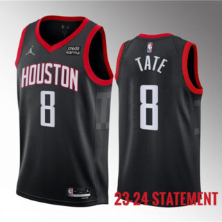 Men's Houston Rockets #8 Jae'Sean Tate Black 2023 Statement Edition Stitched Basketball Jersey