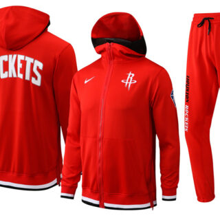 Men's Houston Rockets 75th Anniversary Red Performance Showtime Full-Zip Hoodie Jacket And Pants Suit