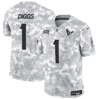 Men's Houston Texans #1 Stefon Diggs 2024 F.U.S.E Arctic Camo Salute To Service Limited Stitched Football Jersey