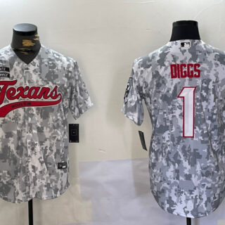 Men's Houston Texans #1 Stefon Diggs Camo With Patch Cool Base Stitched Baseball Jersey