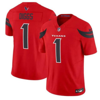 Men's Houston Texans #1 Stefon Diggs Red Red 2024 Alternate F.U.S.E Vapor Stitched Jersey