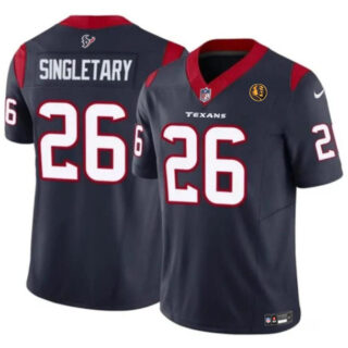 Men's Houston Texans #26 Devin Singletary Navy 2023 F.U.S.E. With John Madden Patch Vapor Limited Stitched Football Jersey