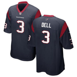 Men's Houston Texans #3 Tank Dell Navy Stitched Game Football Jersey