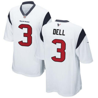 Men's Houston Texans #3 Tank Dell White Stitched Game Football Jersey