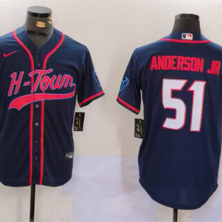 Men's Houston Texans #51 Will Anderson Jr. Navy With Patch Cool Base Stitched Baseball Jersey