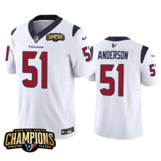 Men's Houston Texans #51 Will Anderson Jr. White 2023 F.U.S.E. AFC South Champions Patch Vapor Untouchable Limited Stitched Football Jersey