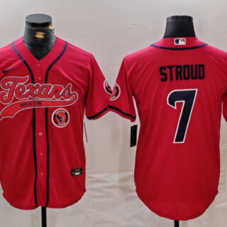 Men's Houston Texans #7 C.J. Stroud Red With Patch Cool Base Stitched Baseball Jerseys