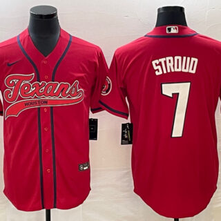 Men's Houston Texans #7 C.J. Stroud Red With Patch Cool Base Stitched Baseball Jersey