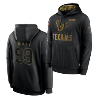 Men's Houston Texans #99 J.J. Watt 2020 Salute To Service Black Sideline Performance Pullover Hoodie