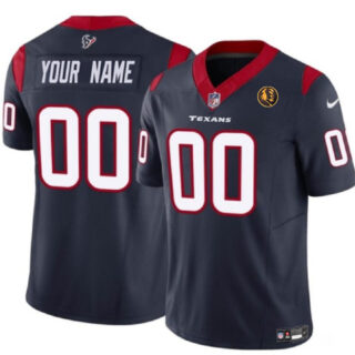 Men's Houston Texans Active Player Custom Navy 2023 F.U.S.E. With John Madden Patch Vapor Limited Stitched Football Jersey