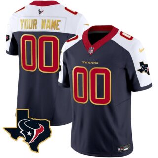 Men's Houston Texans Active Player Custom Navy White 2023 F.U.S.E. With Team Logo Patch Limited Stitched Football Jersey