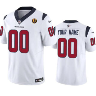 Men's Houston Texans Active Player Custom White 2023 F.U.S.E. With John Madden Patch Vapor Limited Stitched Football Jersey