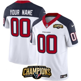 Men's Houston Texans Active Player Custom White Navy 2023 F.U.S.E. AFC South Champions Patch Limited Stitched Football Jersey